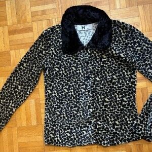 Vintage leopard and faux fur zip up shirt * accepting offers
